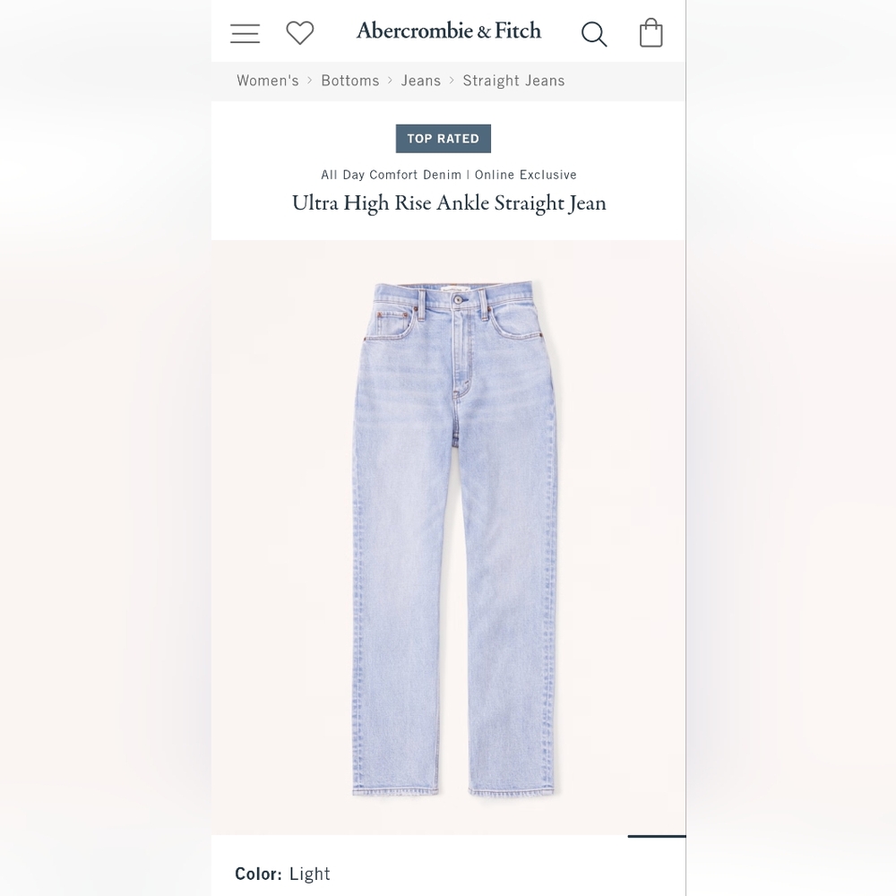 Abercrombie Ultra High Rise Ankle Straight Jeans